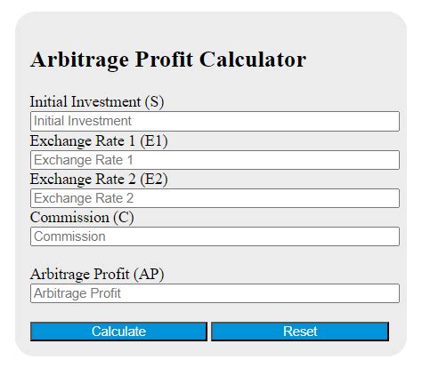 Arbitrage Profit Calculator.